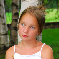 Young girl with lazy eye - amblyopia