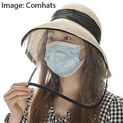 face shield in a hat