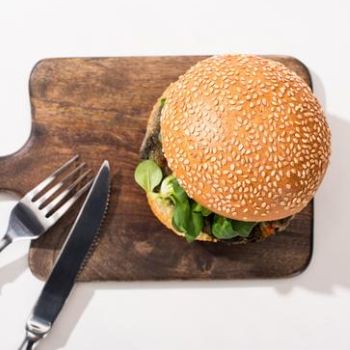 veggie burger on sesame bun