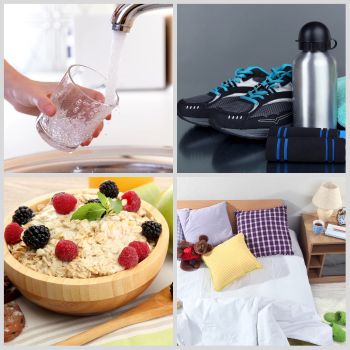 healthy lifestyle - diet, hydration, sleep, exercise